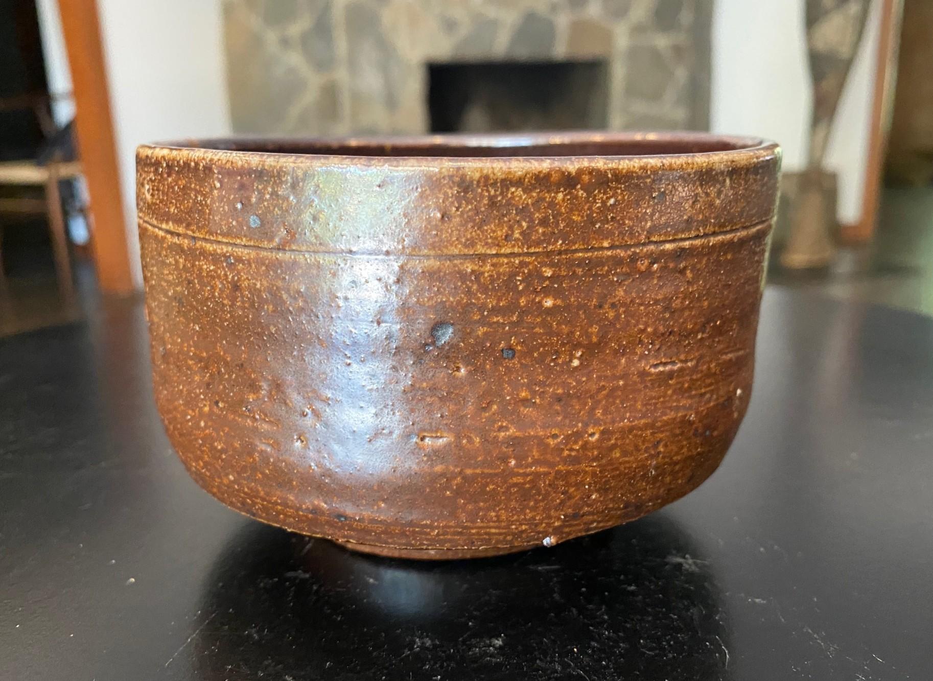 Tazón de té Chawan de cerámica asiática japonesa Bizen Yaki Wabi-Sabi Studio Pottery Japonés en venta