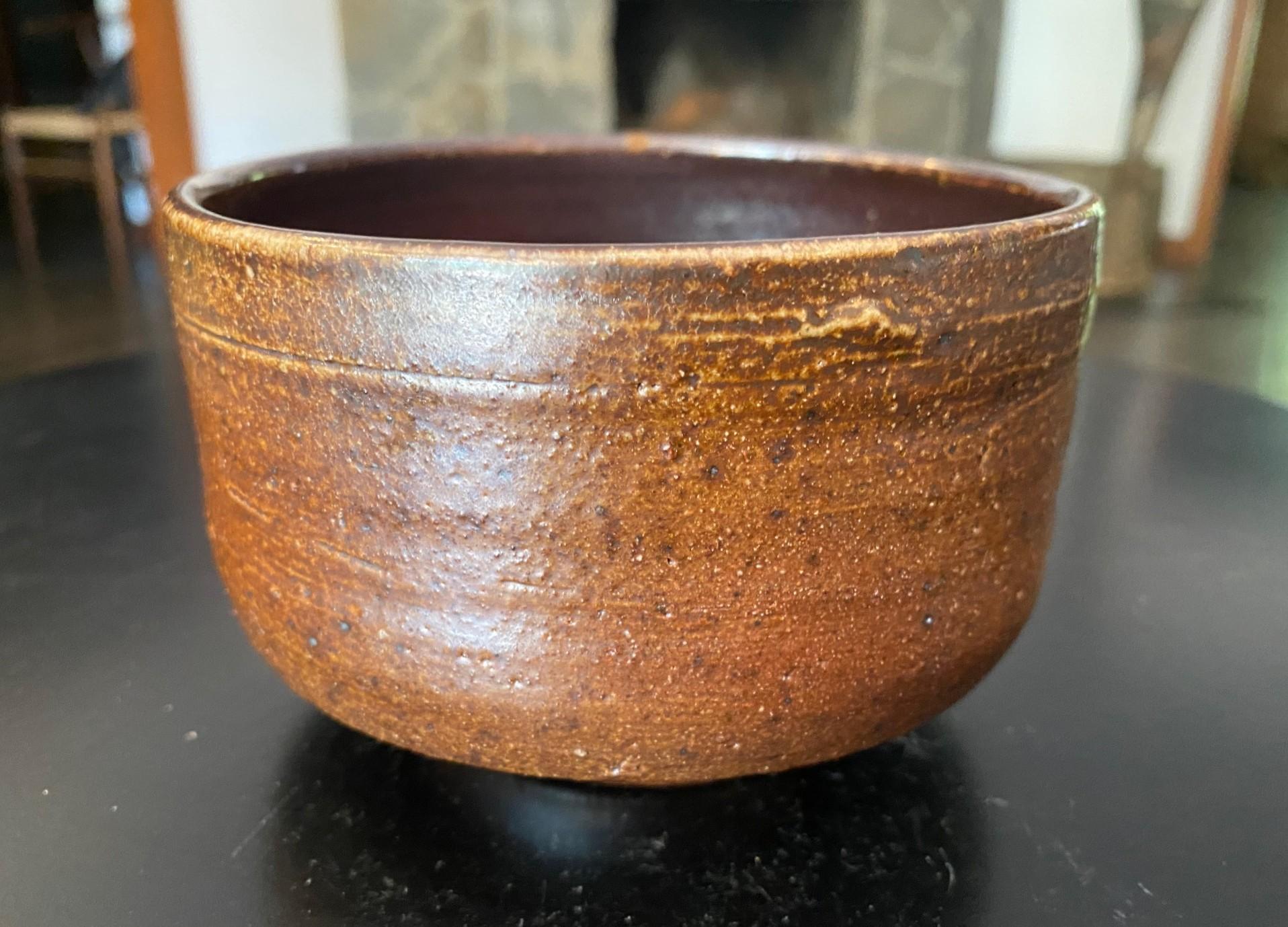 Tazón de té Chawan de cerámica asiática japonesa Bizen Yaki Wabi-Sabi Studio Pottery Al fuego en venta