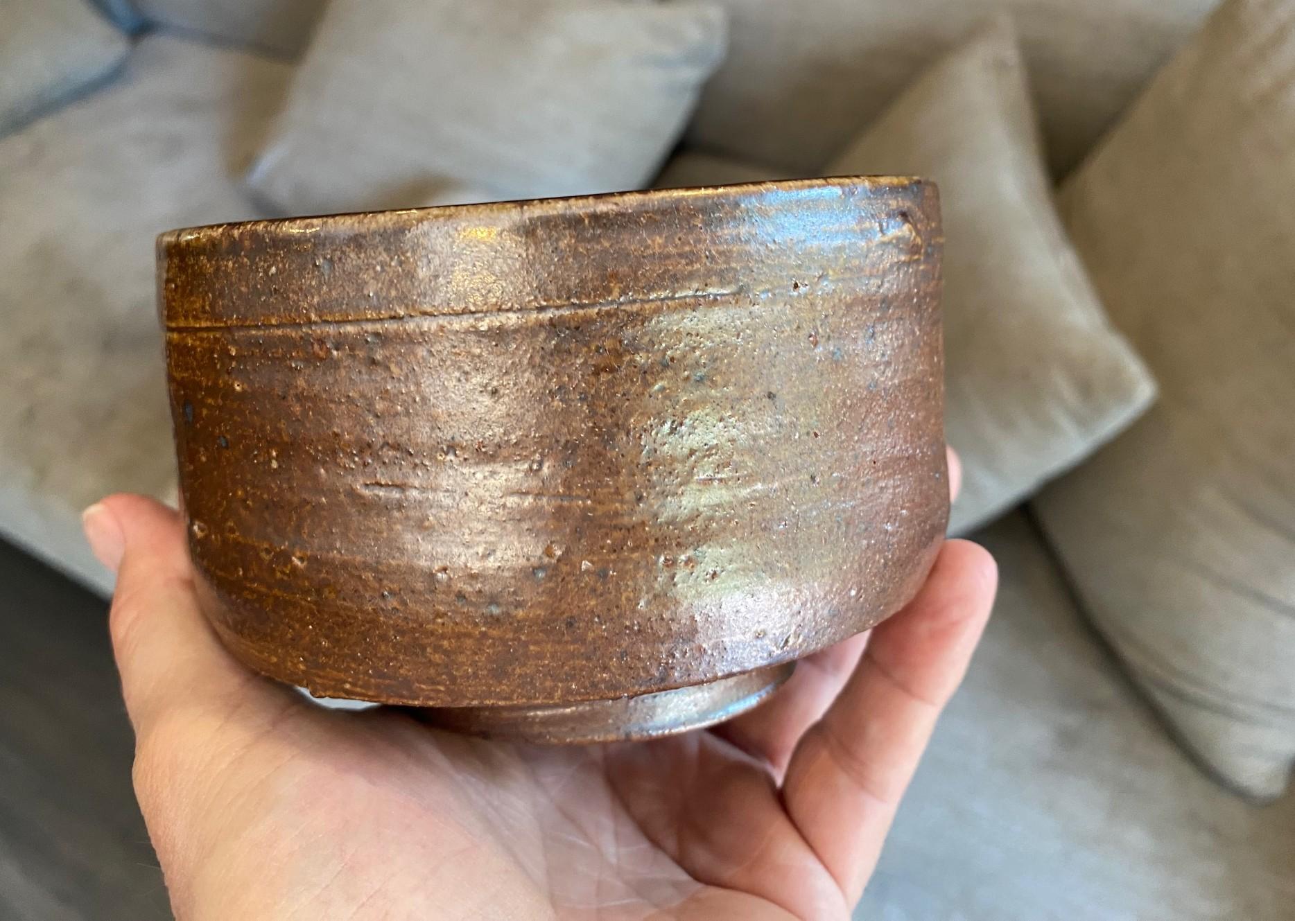 Tazón de té Chawan de cerámica asiática japonesa Bizen Yaki Wabi-Sabi Studio Pottery Alfarería en venta