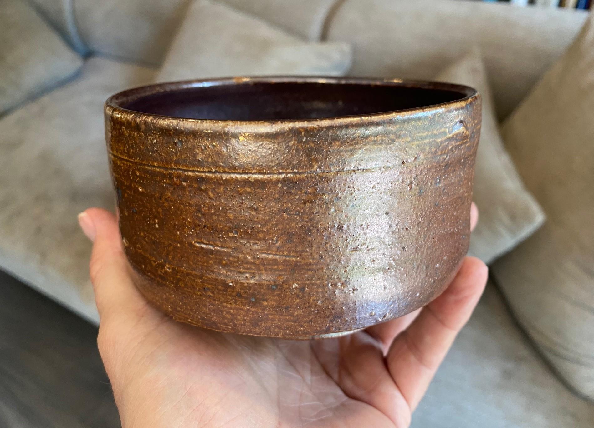 Tazón de té Chawan de cerámica asiática japonesa Bizen Yaki Wabi-Sabi Studio Pottery en venta 1