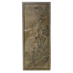 Japanese Asian Edo Period Signed Framed Hand Painted Serpent Scroll Painting