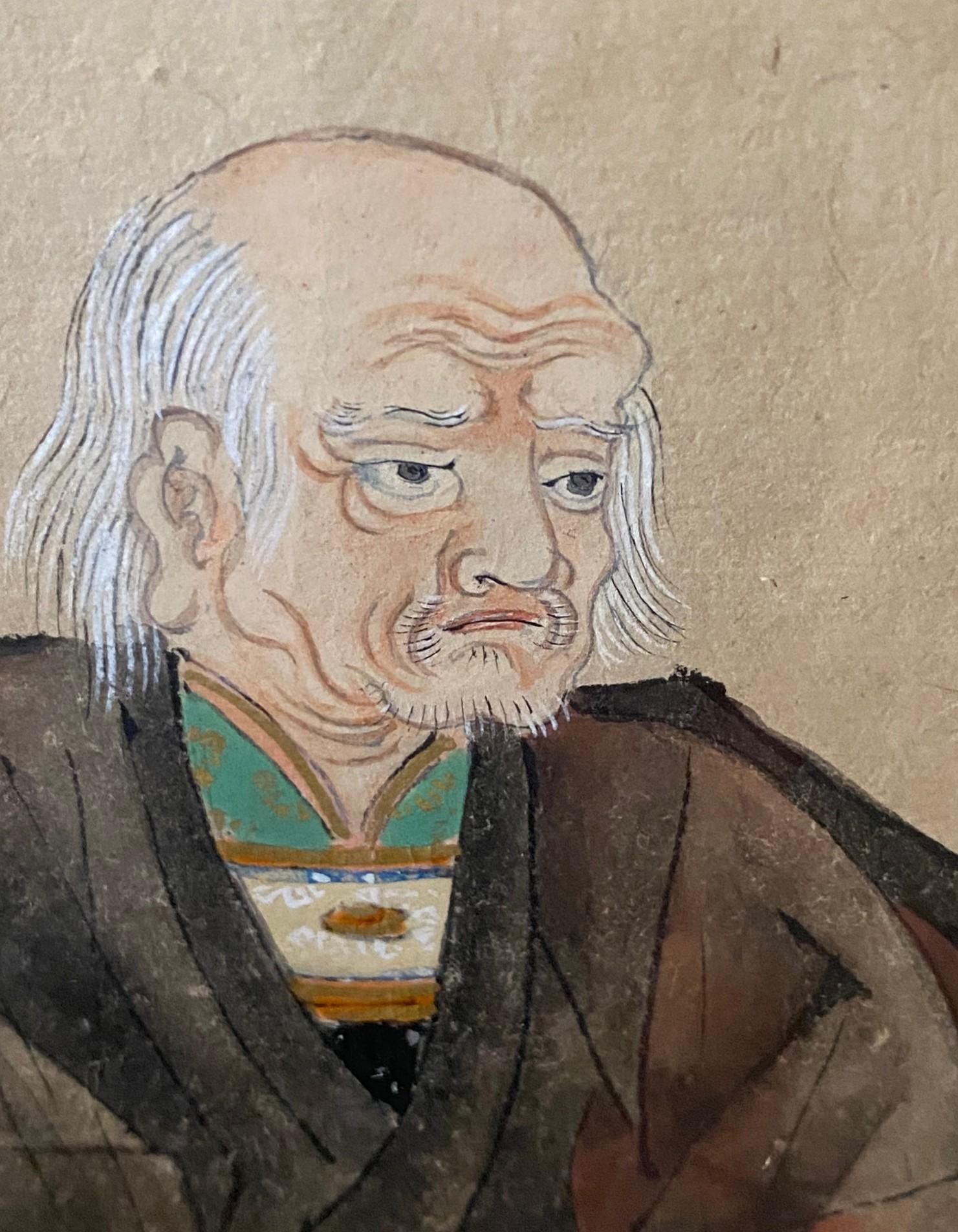 Japanese Asian Edo Period Tosa School Original Painting Imperial Court Officials For Sale 5