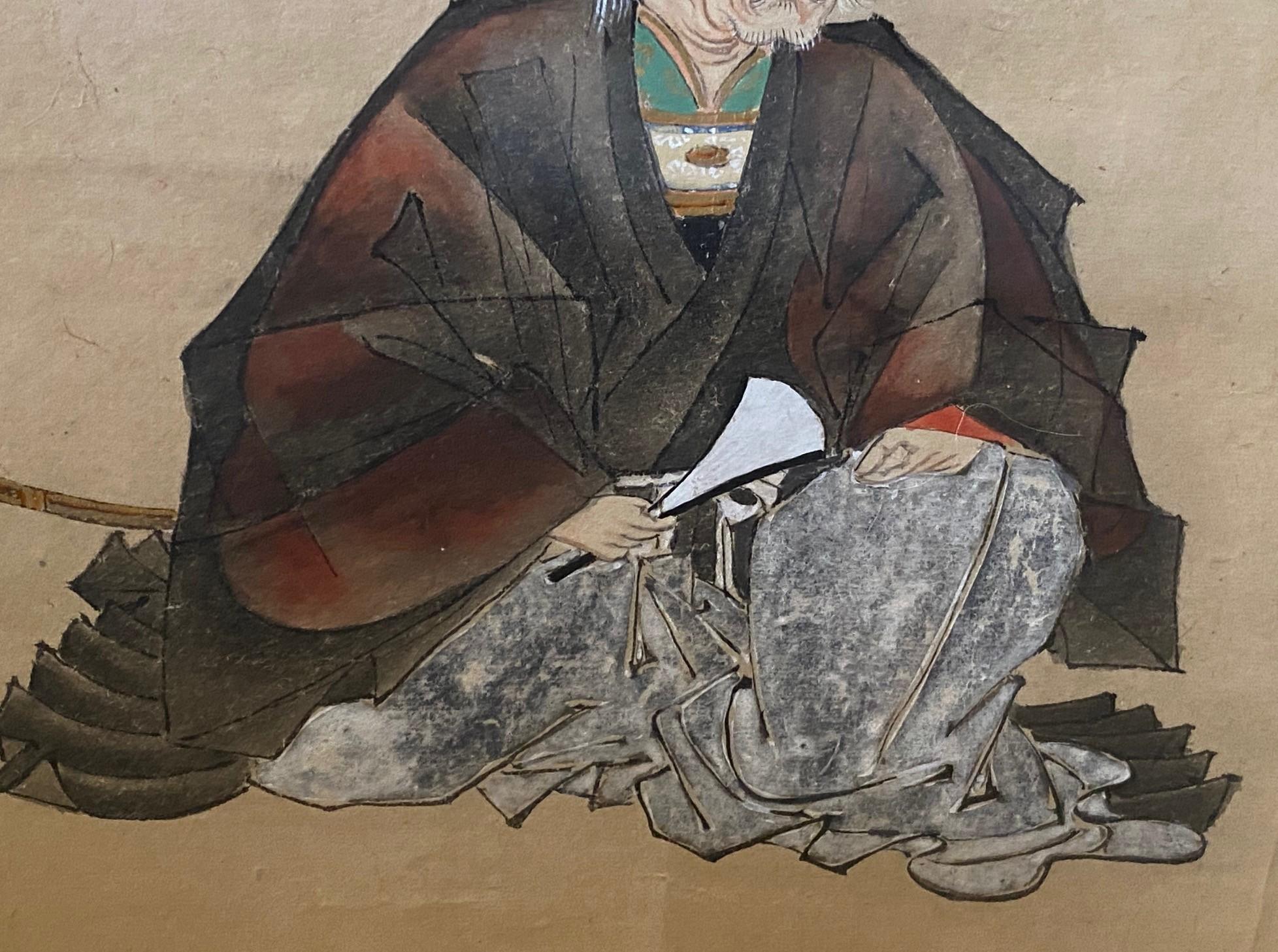 Japanese Asian Edo Period Tosa School Original Painting Imperial Court Officials For Sale 6