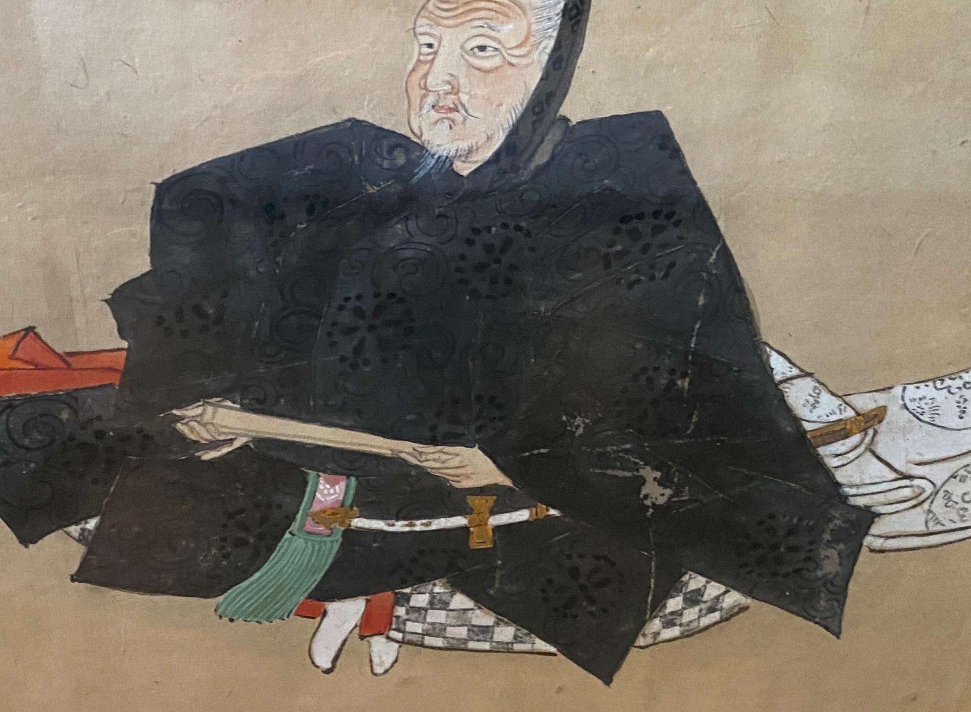 Japanese Asian Edo Period Tosa School Original Painting Imperial Court Officials For Sale 7