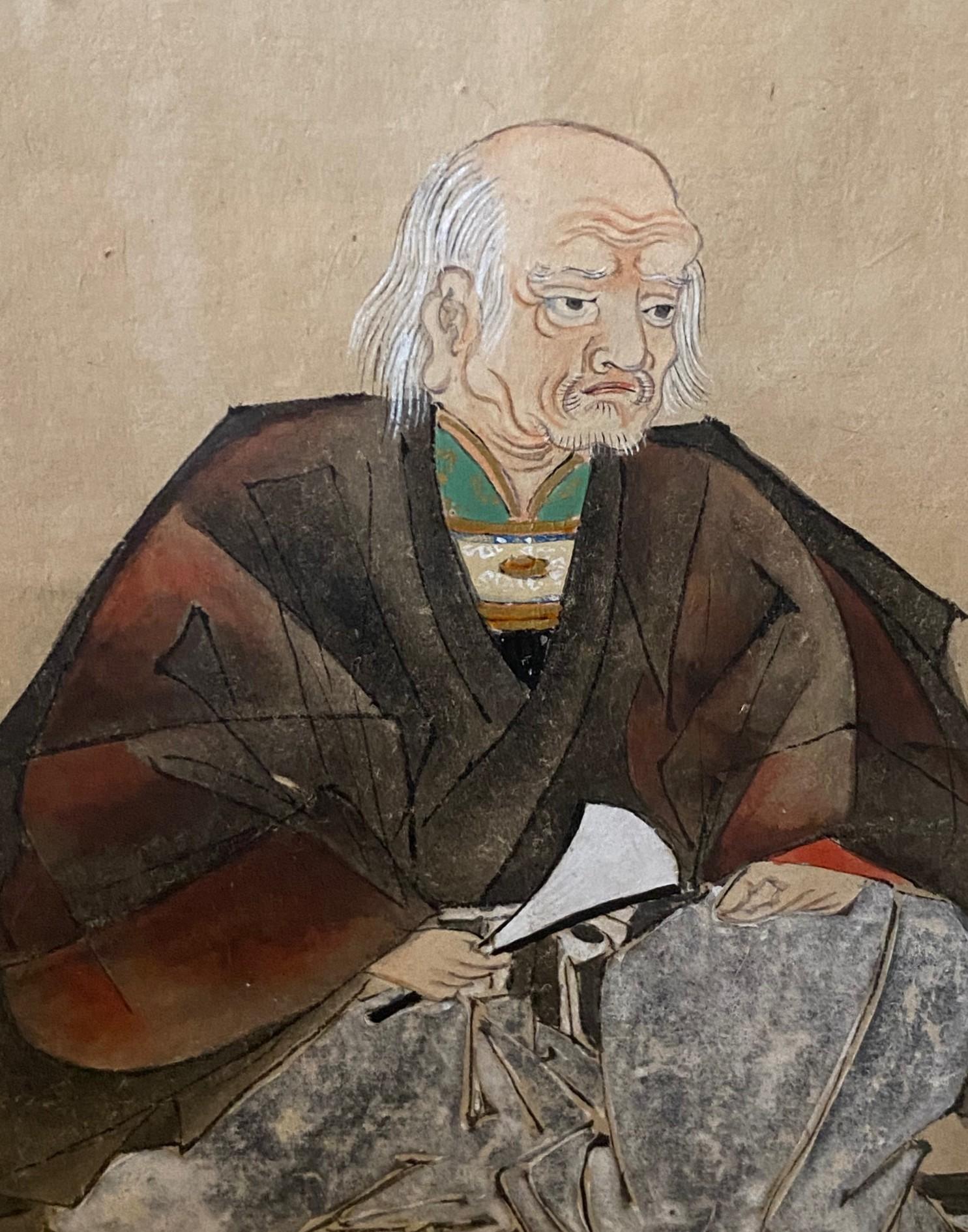 Mid-19th Century Japanese Asian Edo Period Tosa School Original Painting Imperial Court Officials For Sale