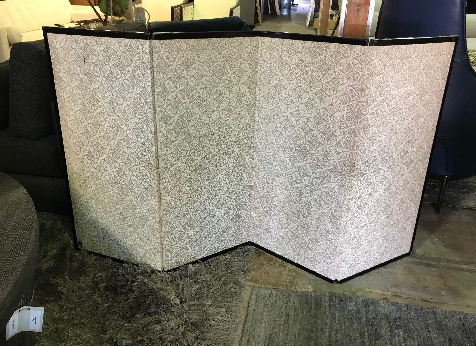 Japanese Asian Four-Panel Folding Byobu Showa Period Cherry Blossom Tree Screen 1