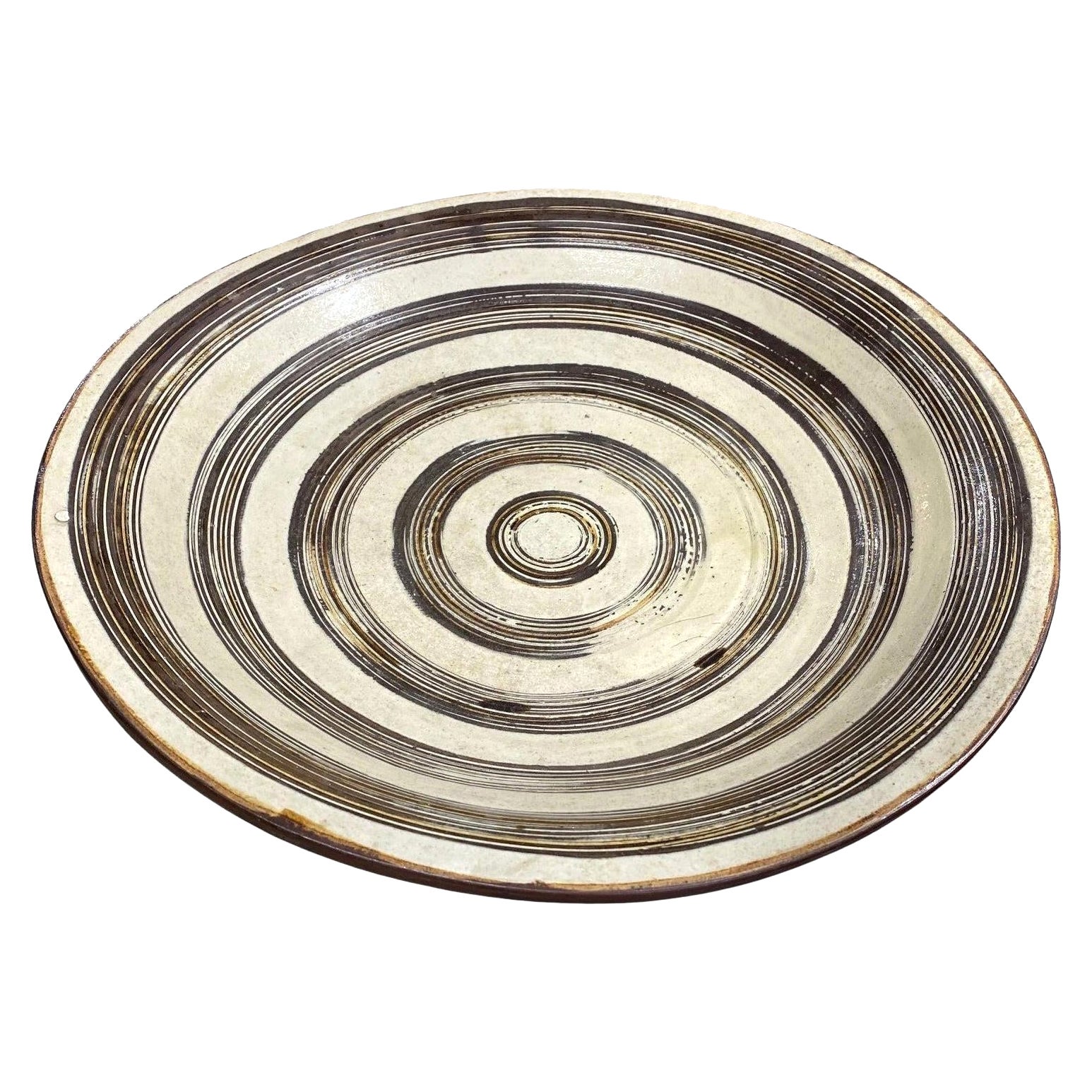 Japonés Asiático Grande Cerámica Gres Studio Pottery Wabi-Sabi Bol Cargador
