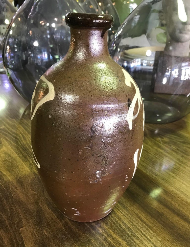 Japanese Asian Large Ceramic Vintage Meiji Hand Painted Glazed Sake