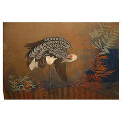 Japanese / Asian Oversized Egret Landscape Painting 1940's