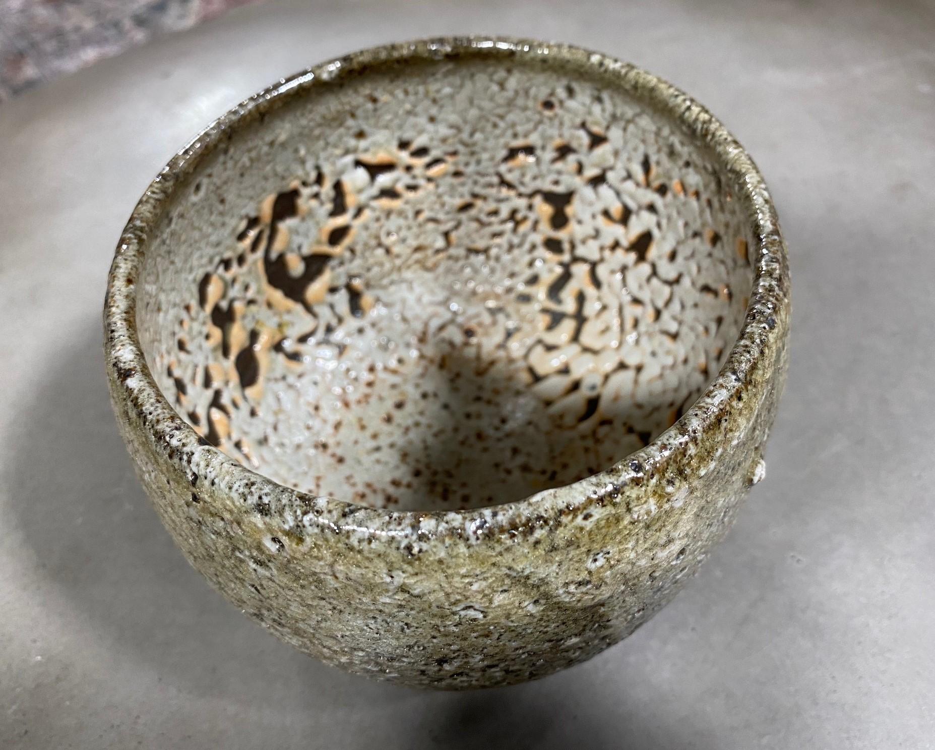 Stoneware Japanese Asian Shino Hagi Yaki Ware Studio Pottery Wabi-Sabi Chawan Tea Bowl