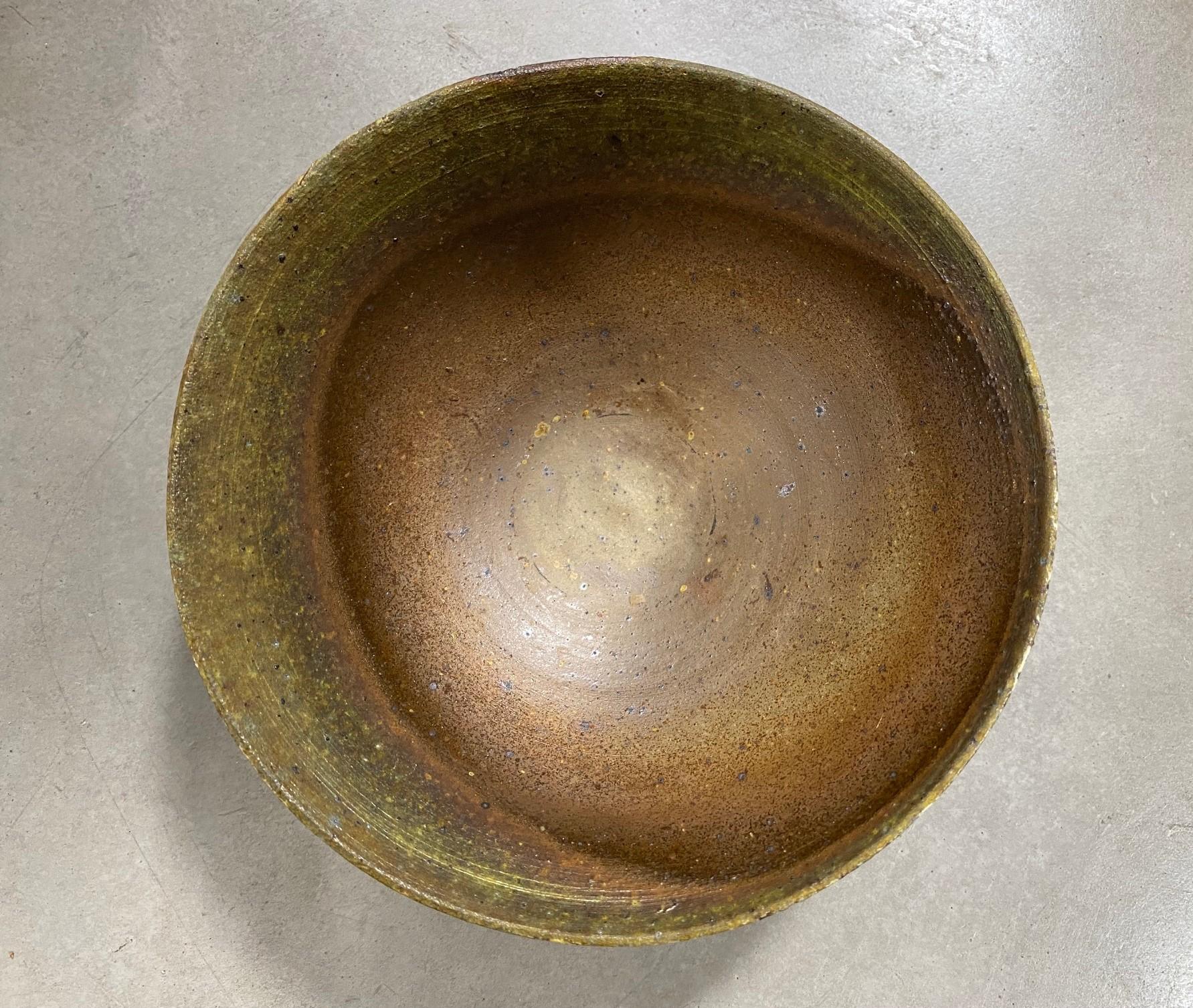 Stoneware Japanese Asian Signed Bizen Yaki Ware Wabi-Sabi Studio Pottery Chawan Tea Bowl