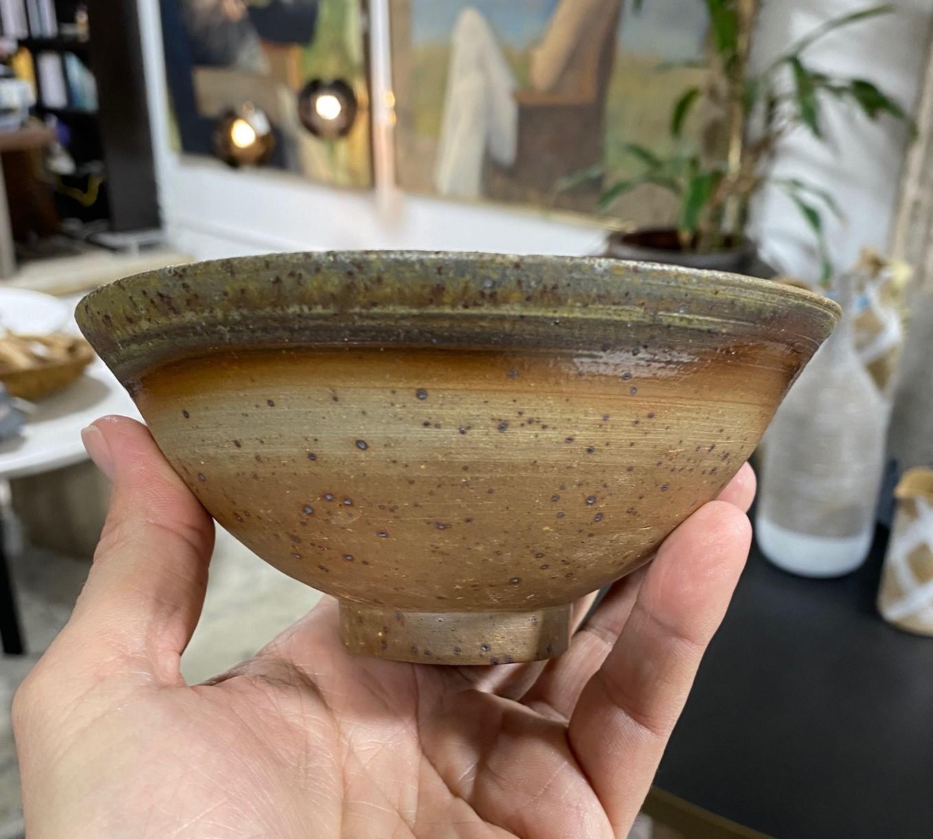 Japanese Asian Signed Bizen Yaki Ware Wabi-Sabi Studio Pottery Chawan Tea Bowl 5