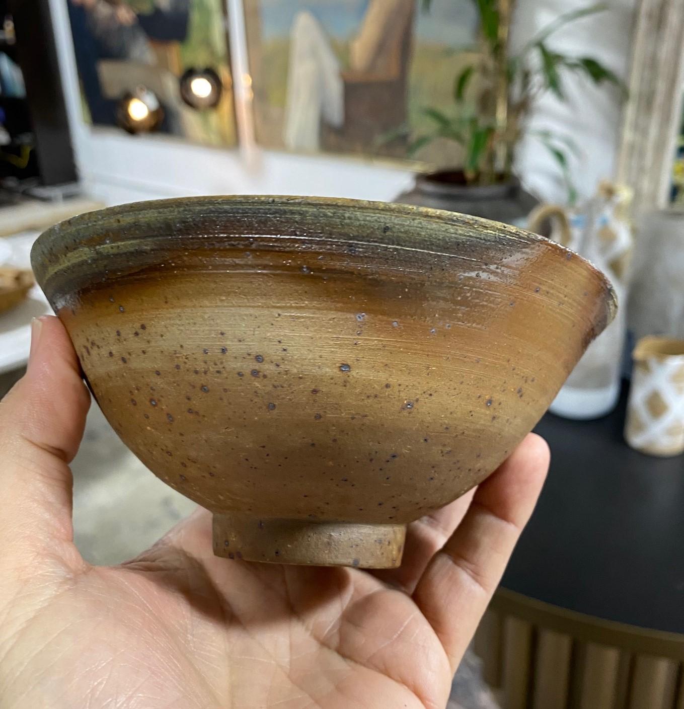 Japanese Asian Signed Bizen Yaki Ware Wabi-Sabi Studio Pottery Chawan Tea Bowl 6