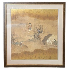 Japanese Asian Signed Edo Period Kano School Painting of Mythical Landscape