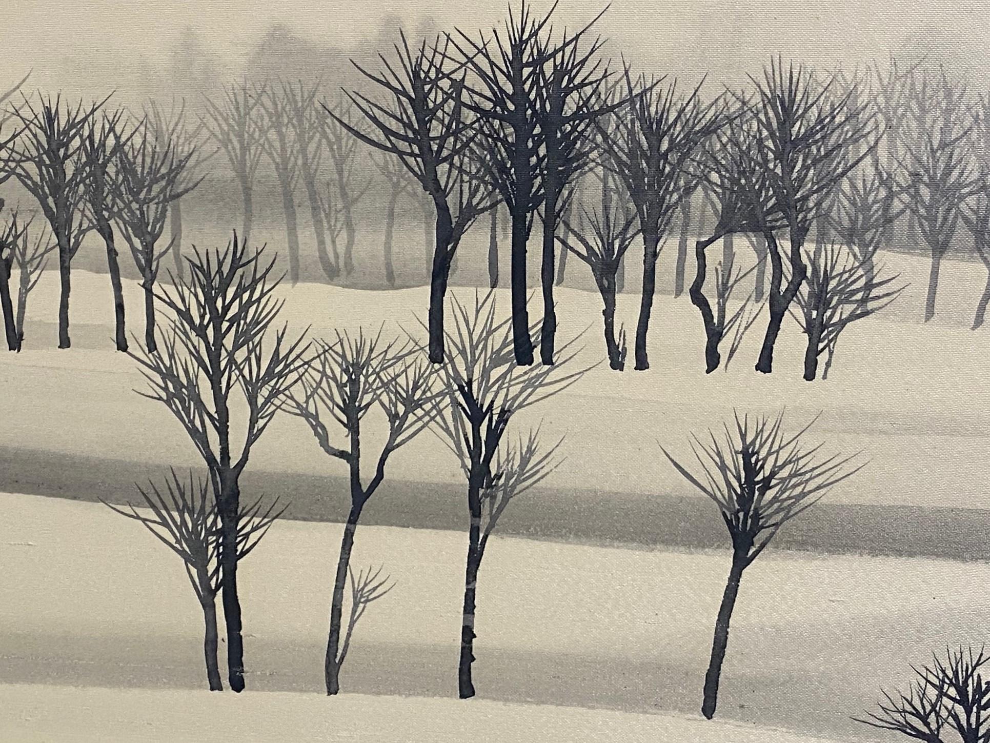 Japanese Asian Signed Four-Panel Byobu Folding Screen Winter Nature Landscape  For Sale 3