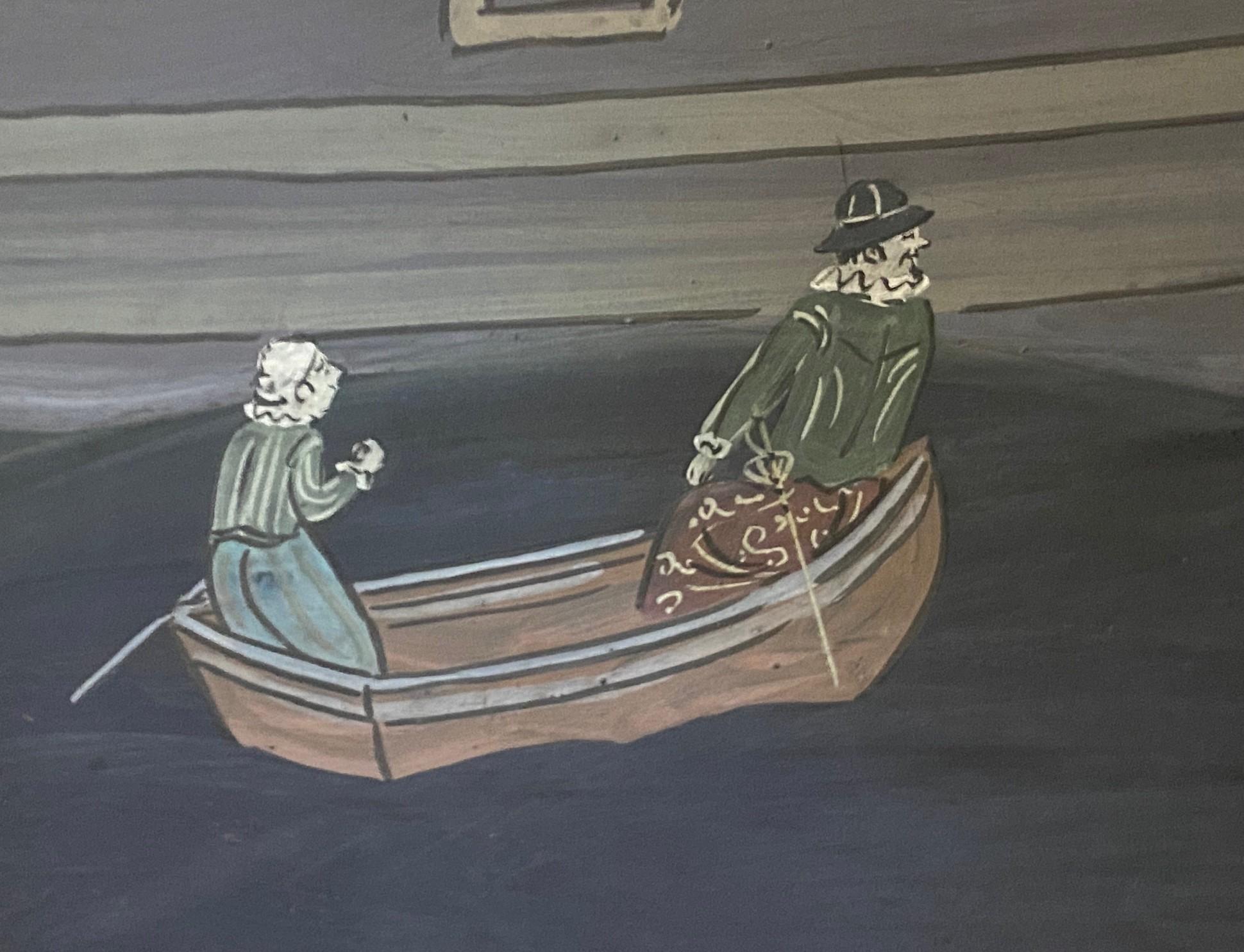 Japanisch Asiatisch Signiert Vier Panel Folding Byobu Nanban Schiff auf See Ankunft Bildschirm im Angebot 4