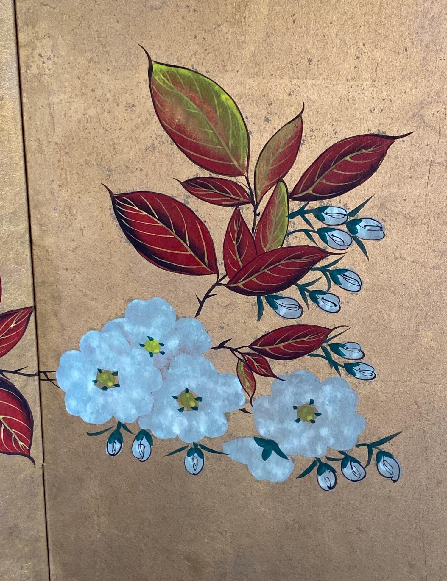 Japanese Asian Signed Six-Panel Folding Byobu Showa Cherry Blossom Tree Screen 6