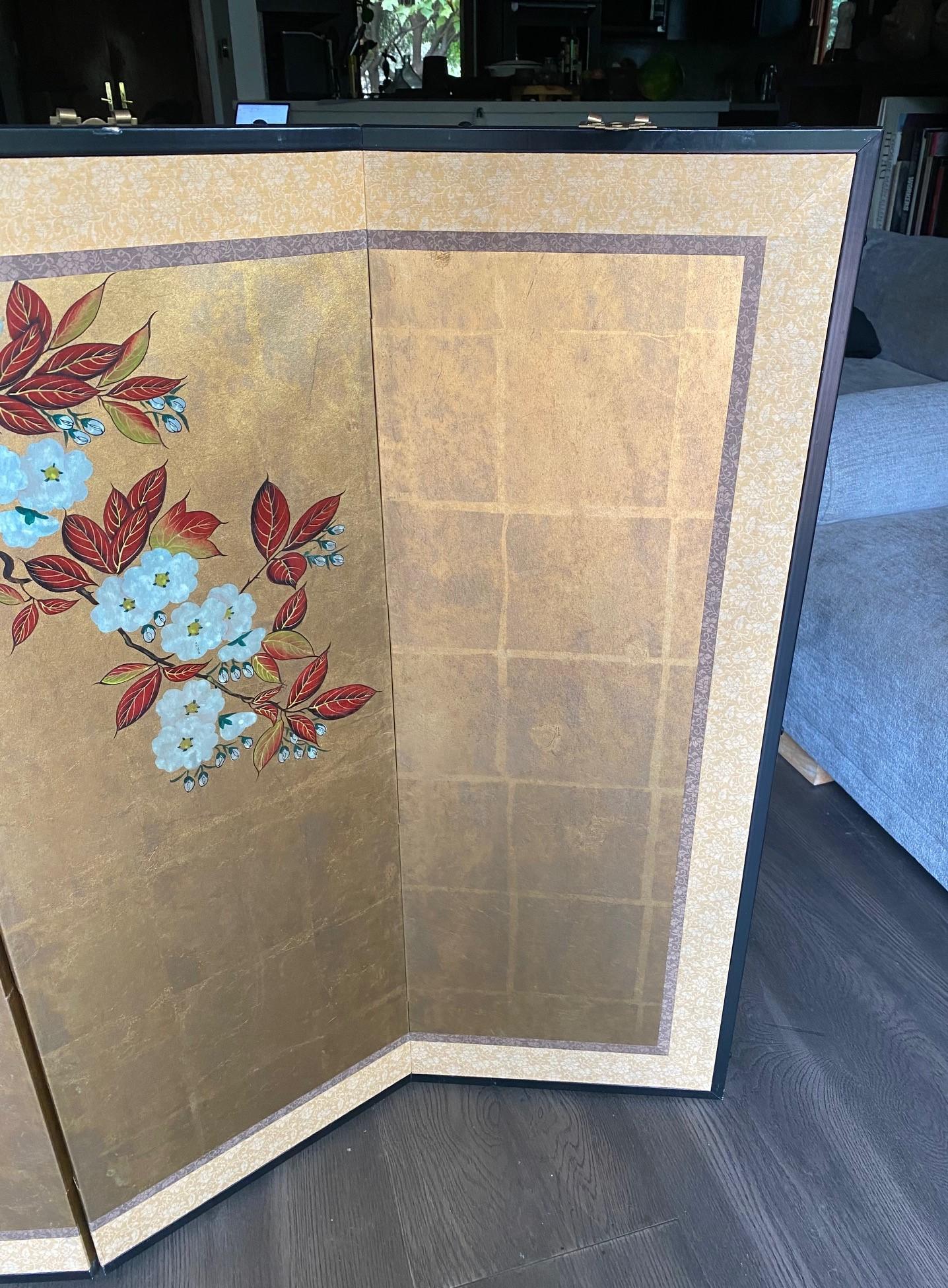 Japanese Asian Signed Six-Panel Folding Byobu Showa Cherry Blossom Tree Screen 2