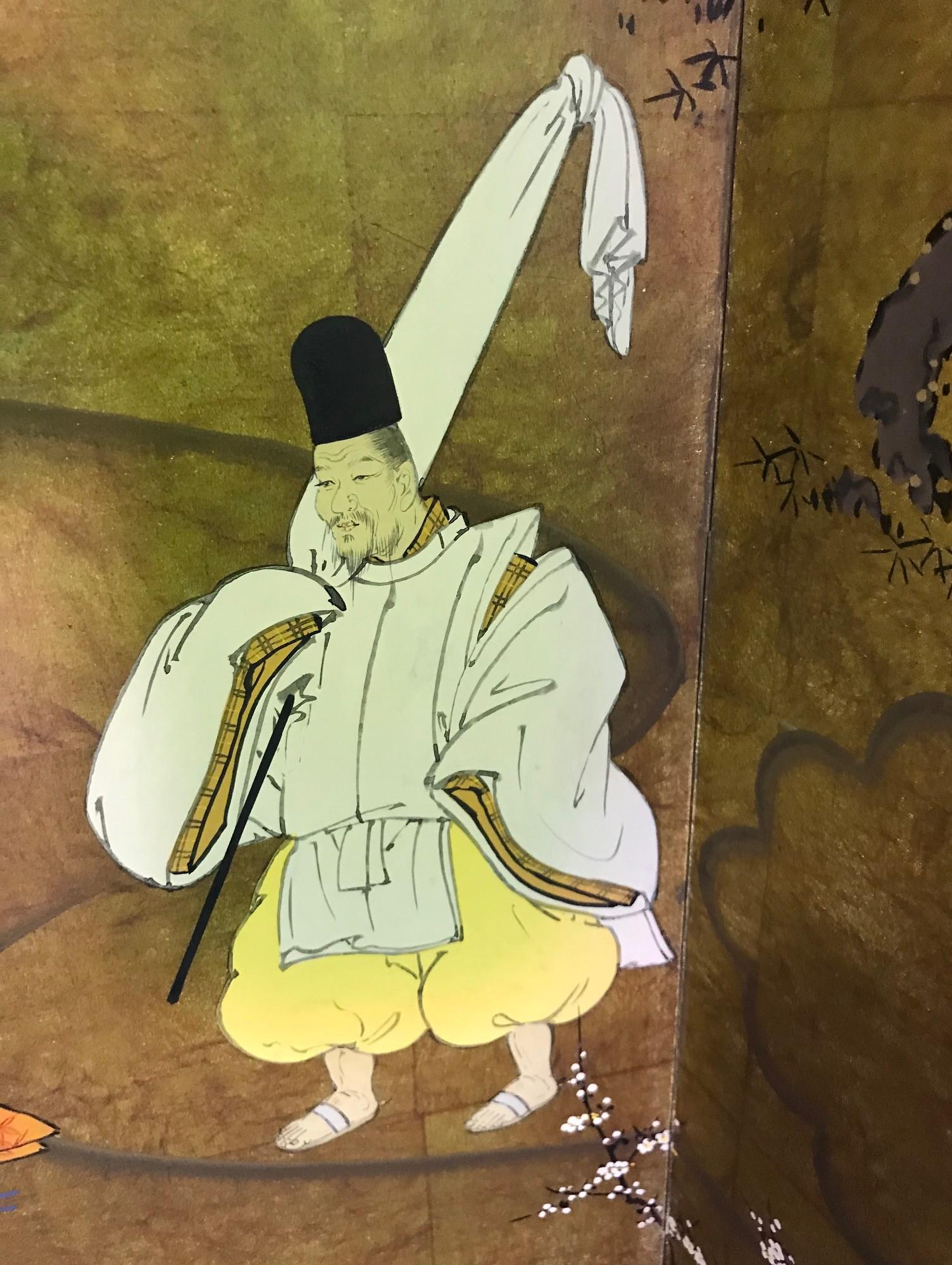 Japanese Asian Signed Six-Panel Folding Byobu Showa Screen Tales of the Genji 5