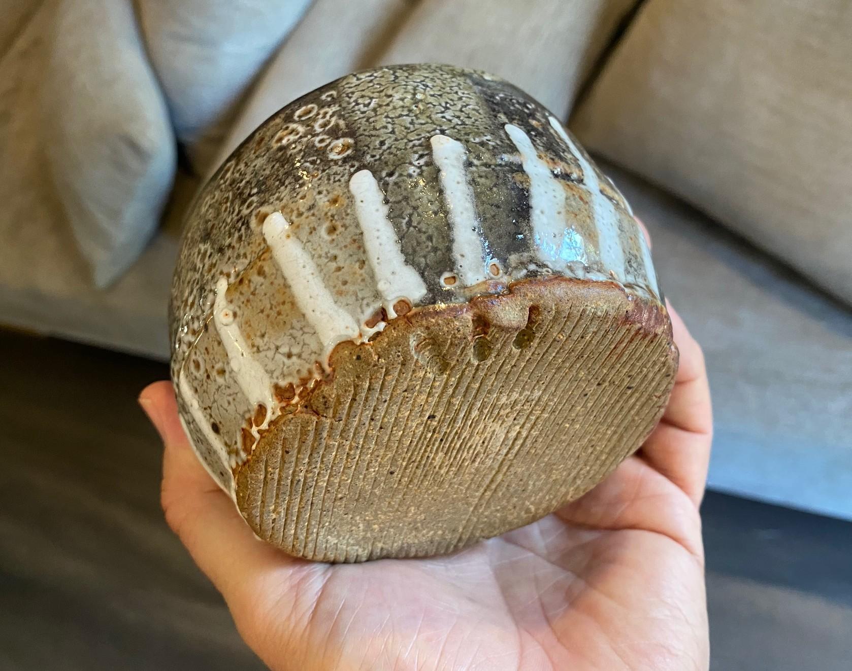 Bol à thé Chawan signé Studio Pottery Wabi-Sabi en céramique émaillée asiatique japonaise en vente 6