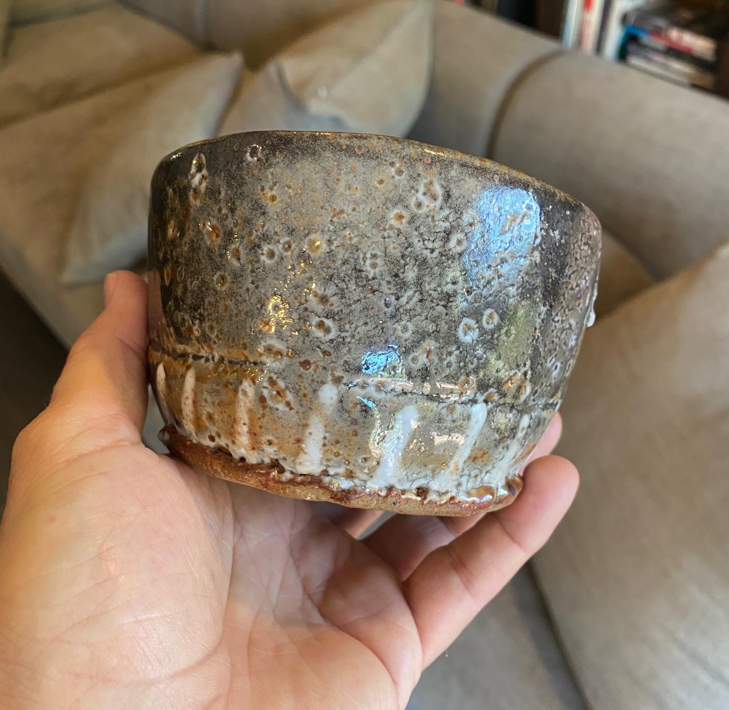 Bol à thé Chawan signé Studio Pottery Wabi-Sabi en céramique émaillée asiatique japonaise en vente 6