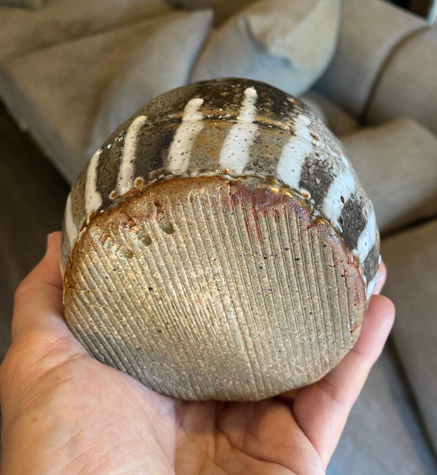 Bol à thé Chawan signé Studio Pottery Wabi-Sabi en céramique émaillée asiatique japonaise en vente 7