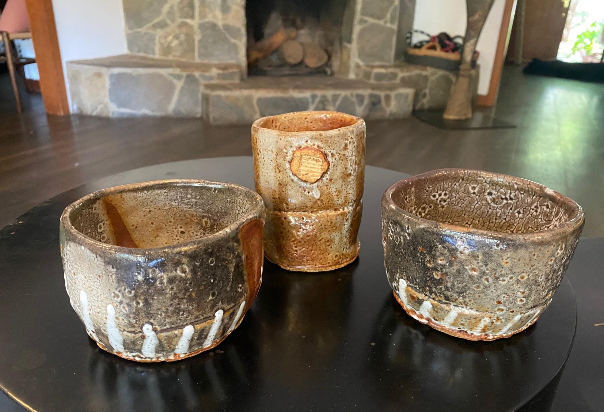 Bol à thé Chawan signé Studio Pottery Wabi-Sabi en céramique émaillée asiatique japonaise en vente 10
