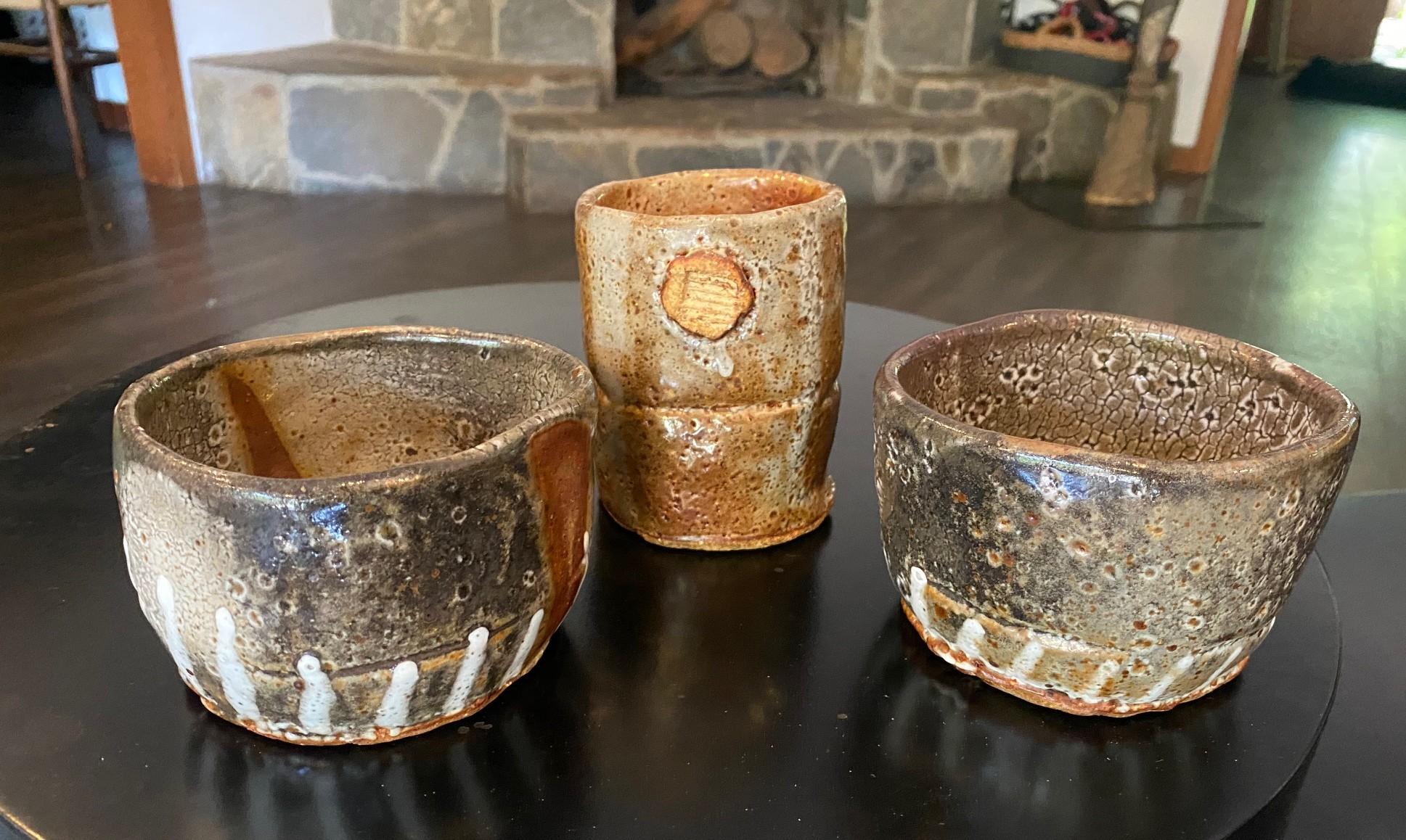 Bol à thé Chawan signé Studio Pottery Wabi-Sabi en céramique émaillée asiatique japonaise en vente 11