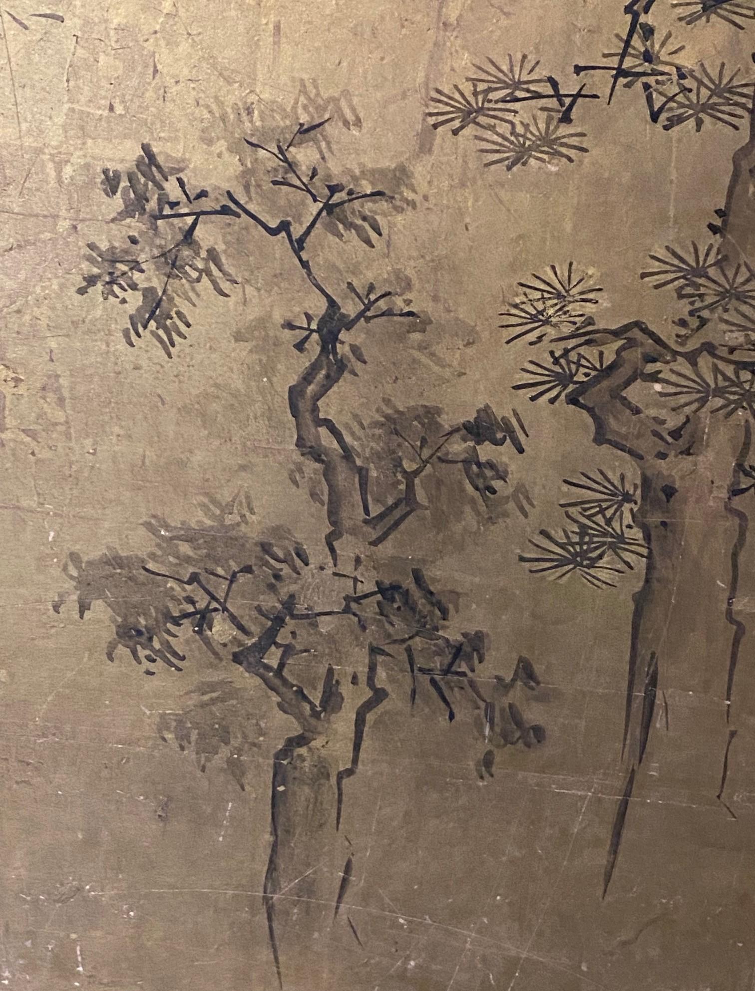 Japanisch Asiatisch Signiert Zwei Panel Meiiji Edo Folding Byobu Landschaft Haus Bildschirm im Angebot 5