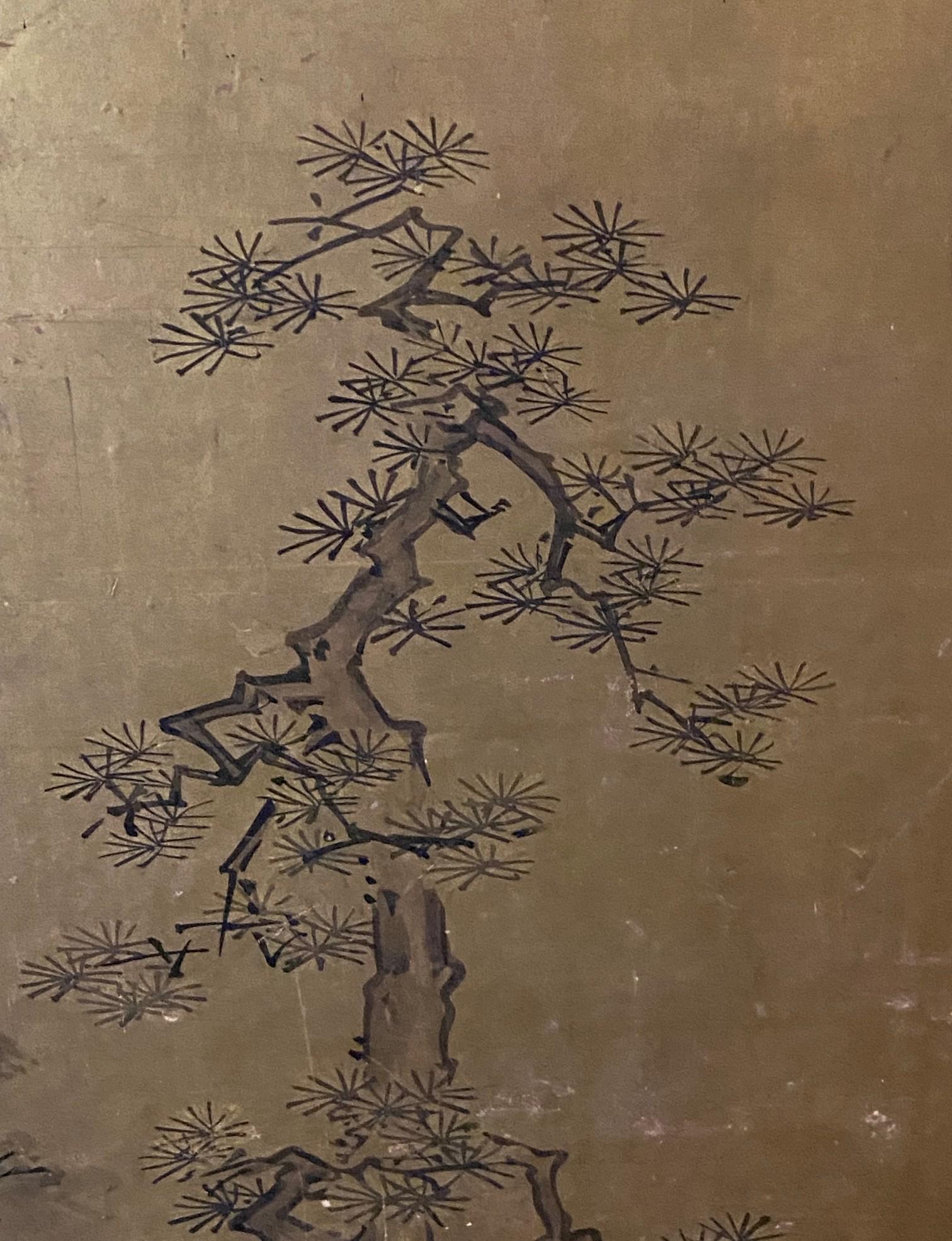 Japanisch Asiatisch Signiert Zwei Panel Meiiji Edo Folding Byobu Landschaft Haus Bildschirm im Angebot 2