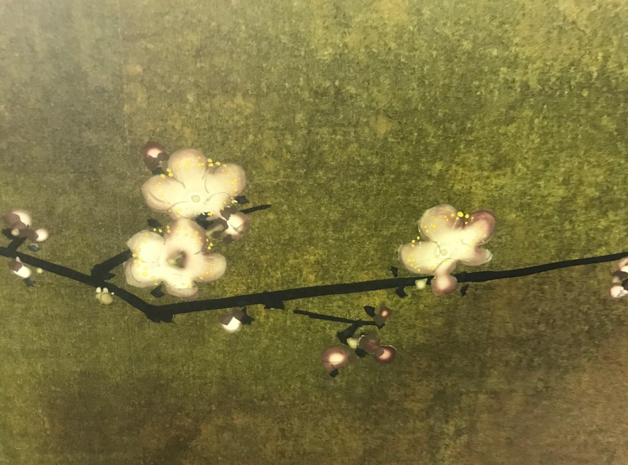 Japanese Asian Six-Panel Folding Byobu Nature Floral Bird Screen, 19th Century 4