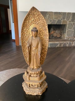 Japanese Asian Temple Shrine Edo Wood Kannon Bodhisattva Buddha Amida Statue