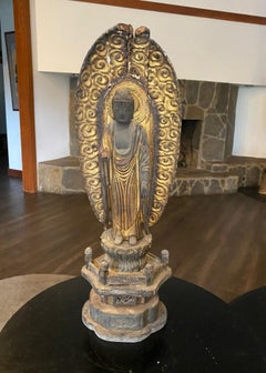 Japanese Asian Temple Shrine Edo Wood Kannon Bodhisattva Buddha Amida Statue