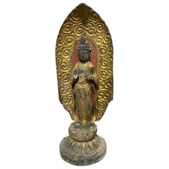 Japanese Asian Temple Shrine Edo Wood Kannon Bodhisattva Buddha Amida Statue