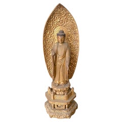 Japanese Asian Temple Shrine Edo Wood Kannon Bodhisattva Buddha Amida Statue
