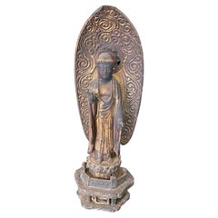 Japanese Asian Temple Shrine Edo Wood Kannon Bodhisattva Buddha Amida Statue