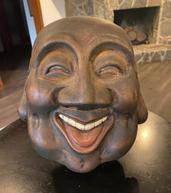 Japanese Asian Vintage Wood Carved Showa Daikokuten Mingei Folk Art Mask