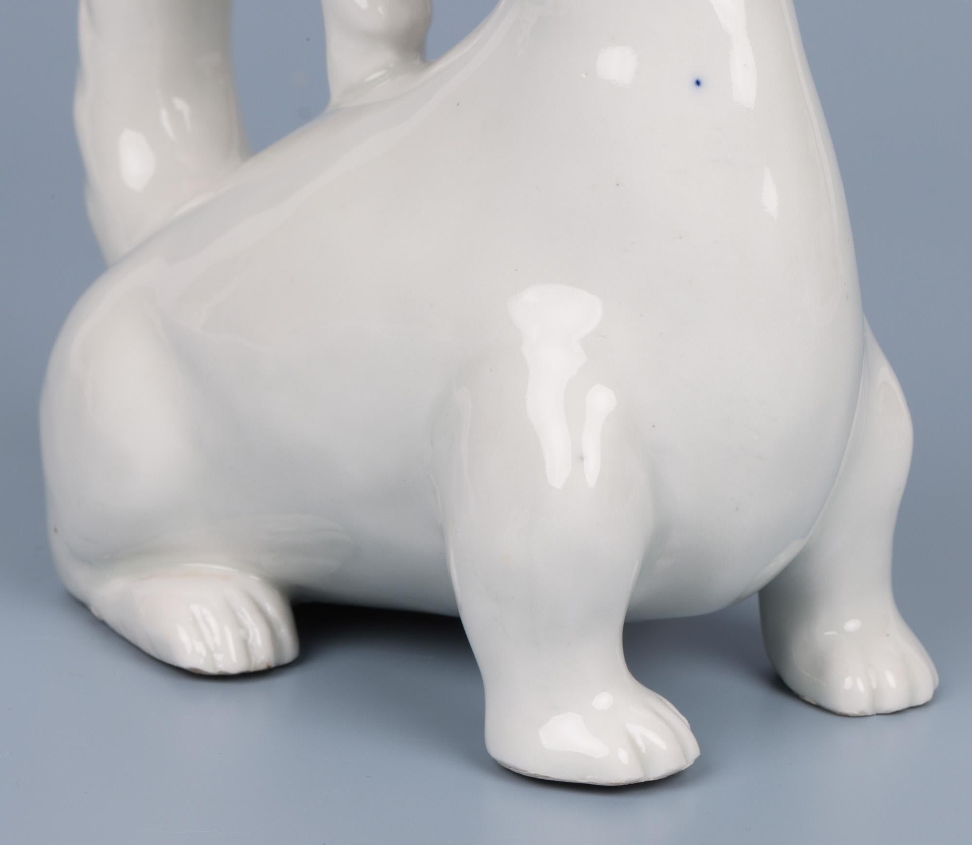 Glazed Japanese Attributed Blanc de Chine Model of a Stylized Dog For Sale