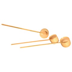 Japanese Three Authentic Bamboo Water Ladles "Hishaku" Fine Handcrafted Quality