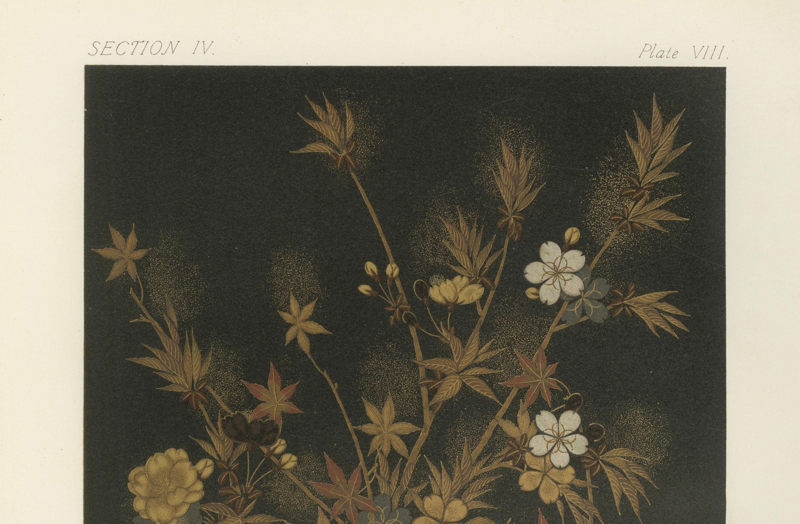 Japanische Herbst- und Frühlingsblumen: Antike Lithographie, 1880er Jahre (Spätes 19. Jahrhundert) im Angebot
