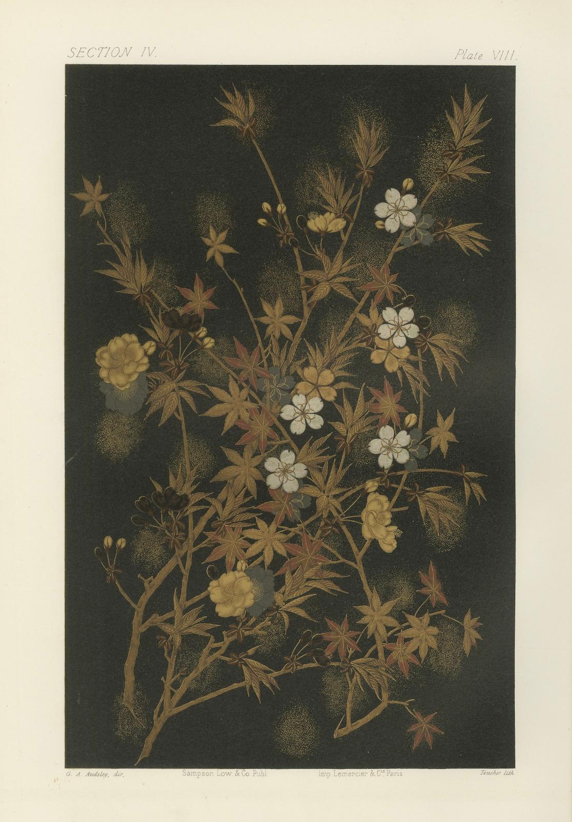 Japanische Herbst- und Frühlingsblumen: Antike Lithographie, 1880er Jahre im Angebot 1
