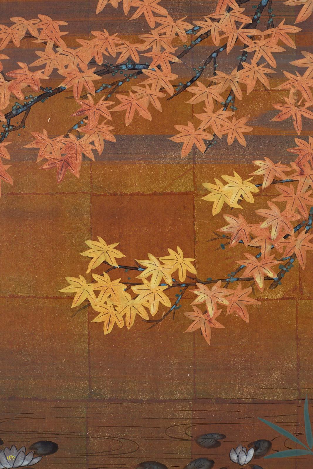 Japanese Autumn Maple Four-Panel Byobu Screen 4
