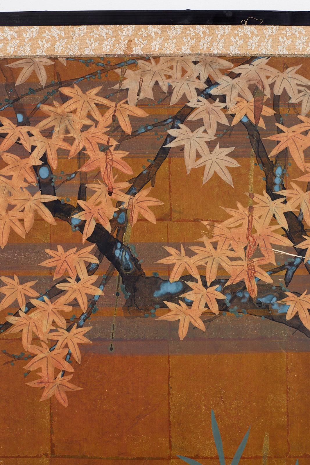 Japanese Autumn Maple Four-Panel Byobu Screen 6