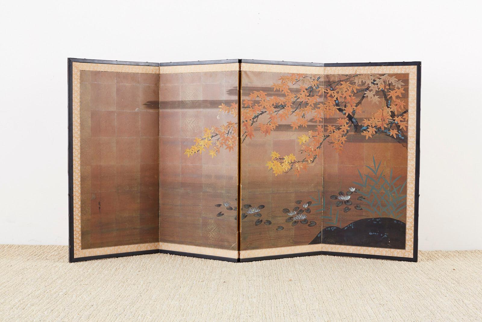 Japanese Autumn Maple Four-Panel Byobu Screen 8