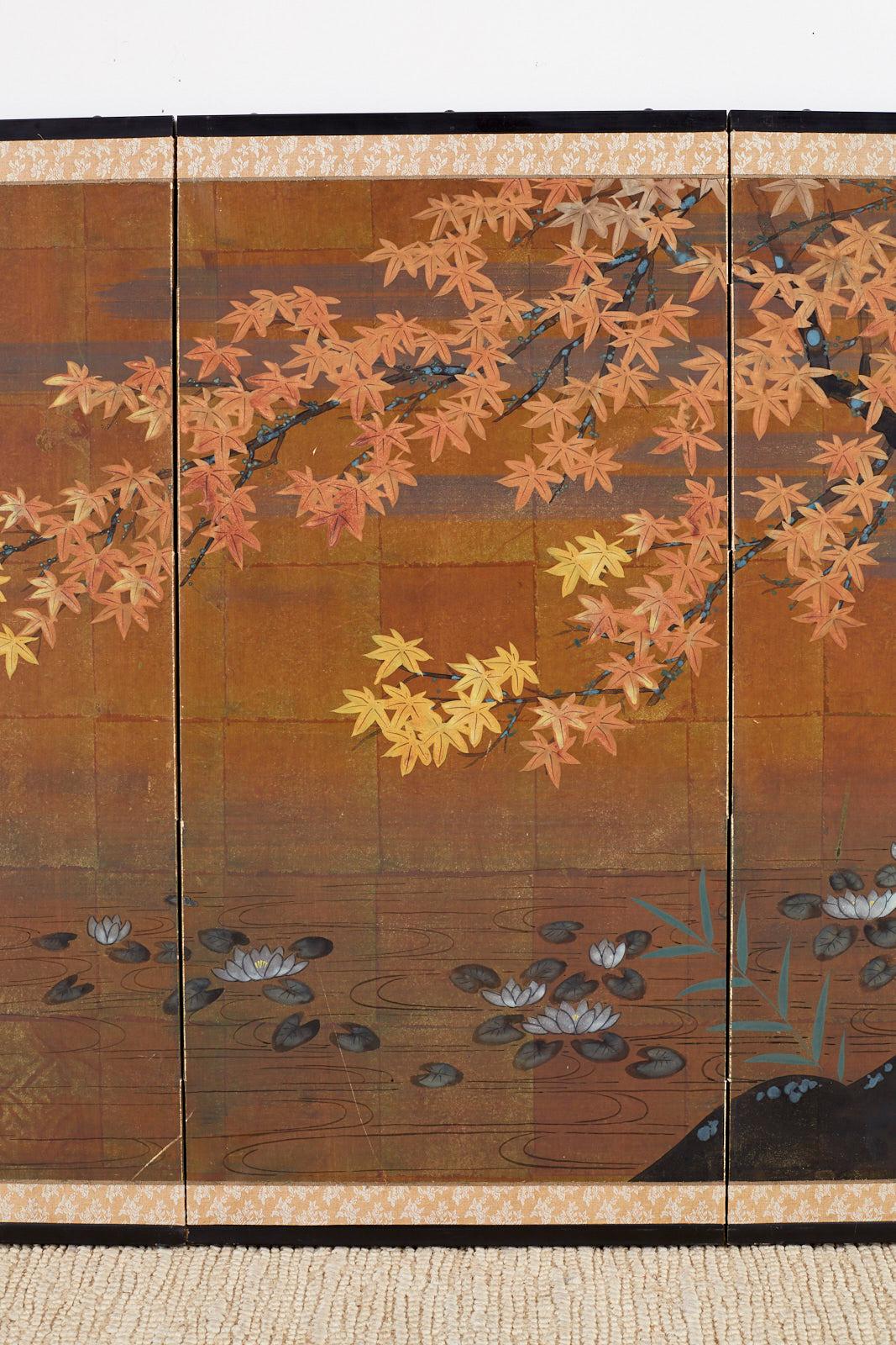 Japanese Autumn Maple Four-Panel Byobu Screen In Good Condition In Rio Vista, CA
