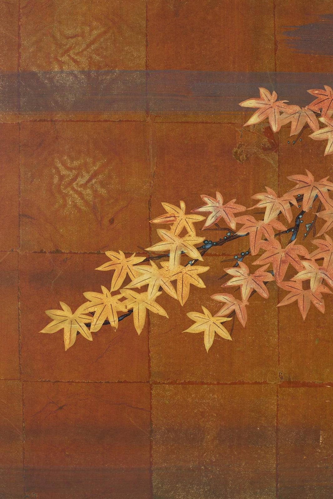 Japanese Autumn Maple Four-Panel Byobu Screen 2