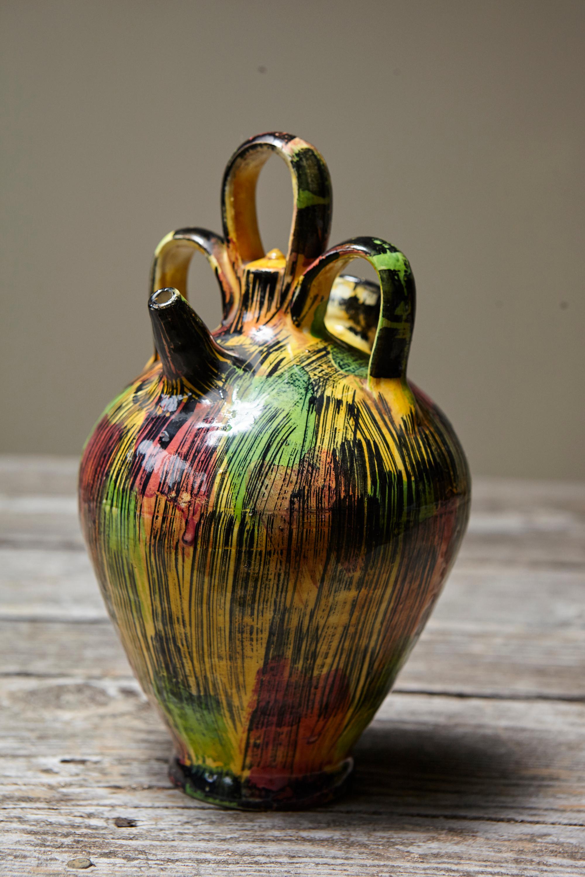 Art Déco Vaso in ceramica smaltata giapponese in stile Awaji, circa 1930 in vendita