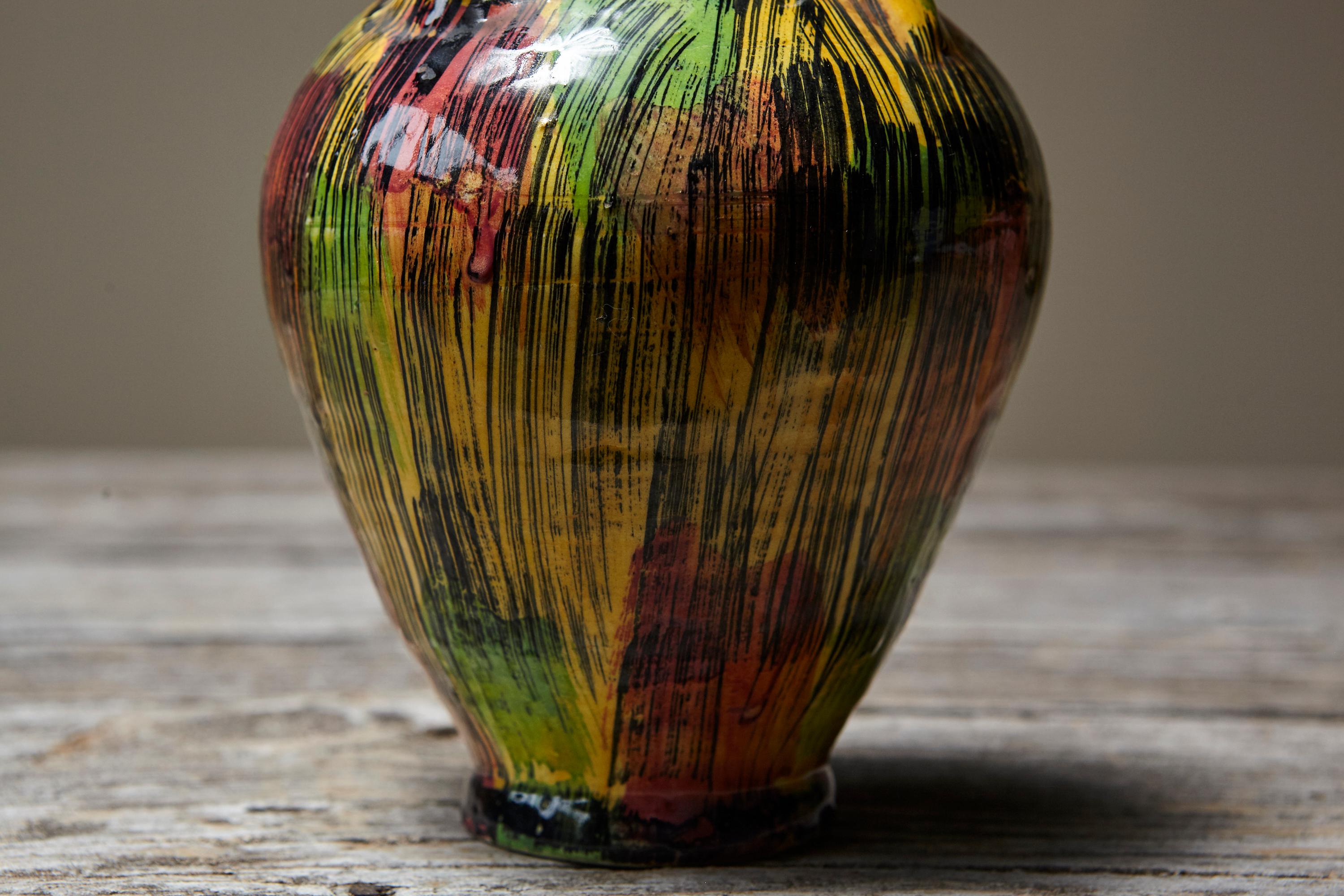 Smaltato Vaso in ceramica smaltata giapponese in stile Awaji, circa 1930 in vendita