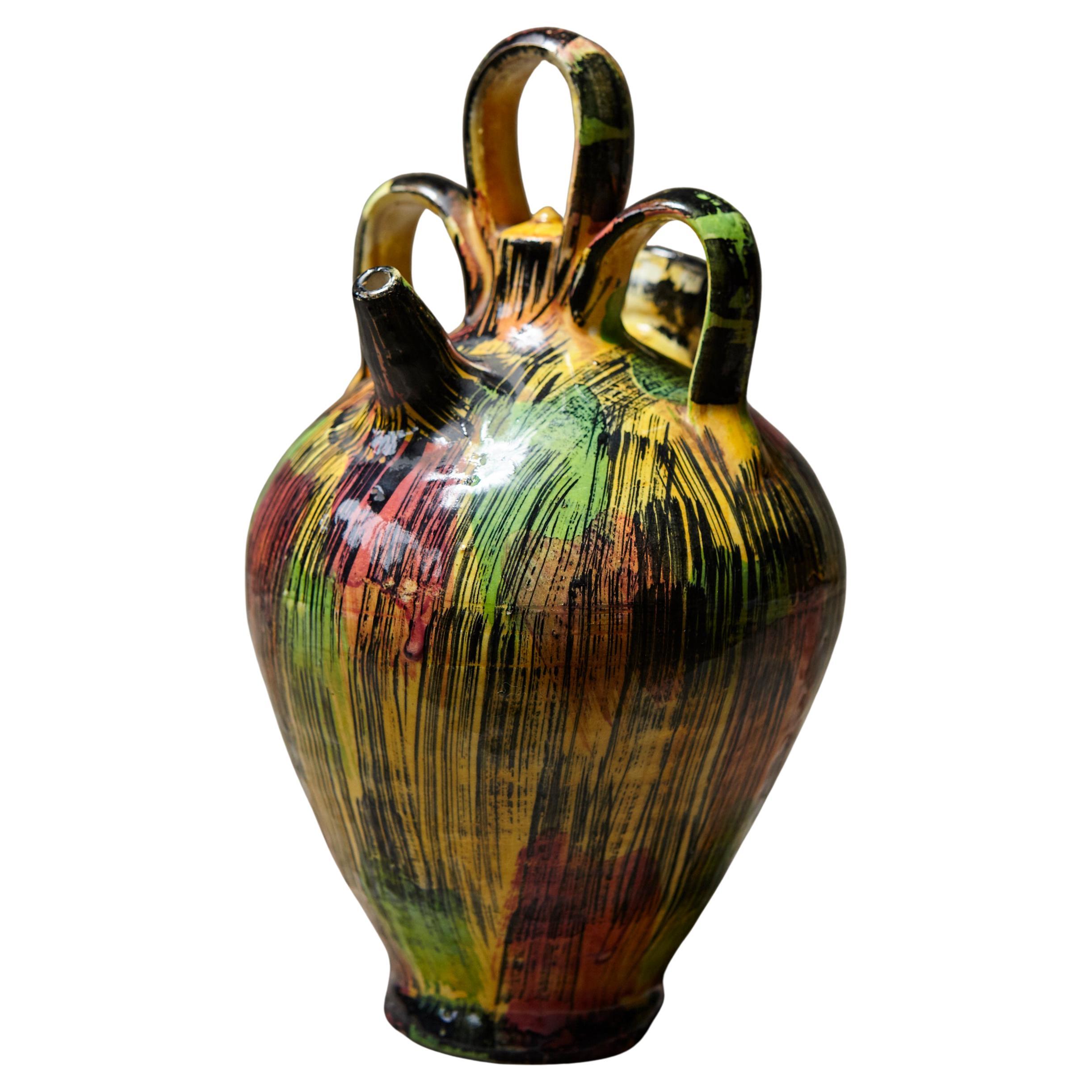 Vaso in ceramica smaltata giapponese in stile Awaji, circa 1930