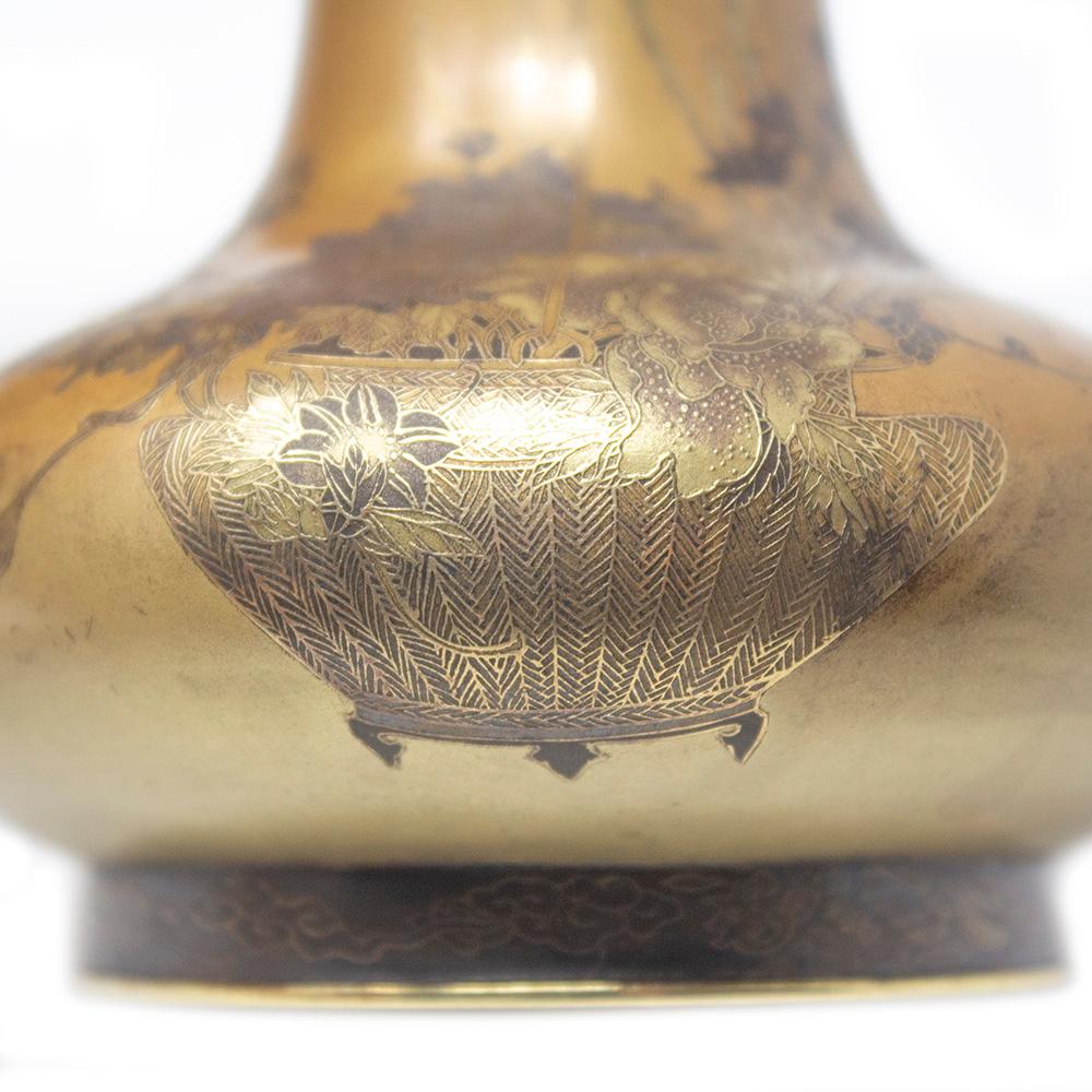 Japanese Bronze Bottle Vase Takeuchi Sei For Sale 12
